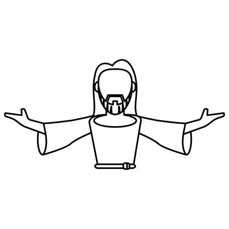 jesus christ catholic symbol outline vector illustrationのイラスト素材