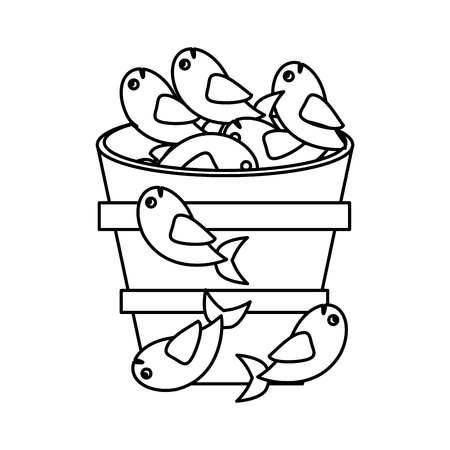 fish pot miracle jesus christ religious outline vector illustrationのイラスト素材