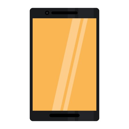 black smartphone yellow screen mobile digital vector illustrationのイラスト素材
