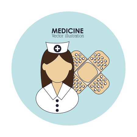doctor woman bandage medical health care hospital icon. Colorful design. Vector illustrationのイラスト素材