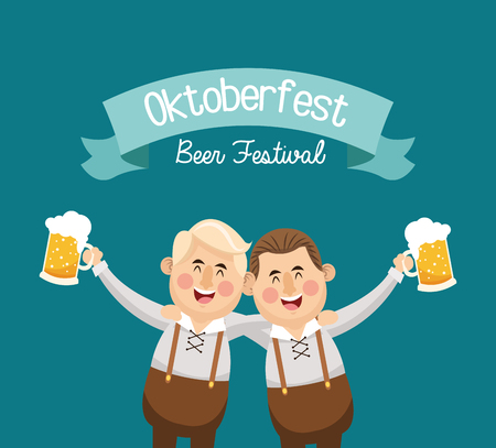 man cloth beer drink alcohol beverage oktoberfest festival icon. Colorful design. Vector illustrationのイラスト素材