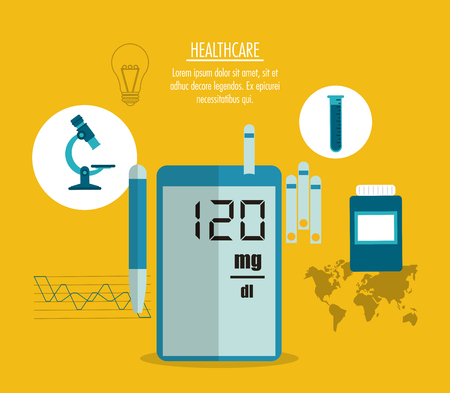 machine medicine blood microscope medical technology gadget health care icon. Colorful design. Vector illustrationのイラスト素材