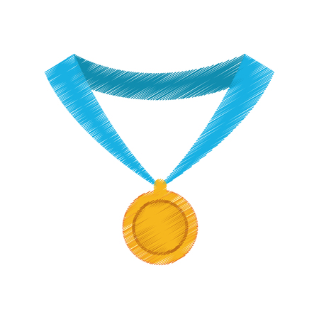 gold medal with blue ribbon icon image vector illustration designのイラスト素材