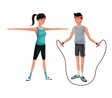 Couple gym sport athlete image vector illustration eps 10のイラスト素材