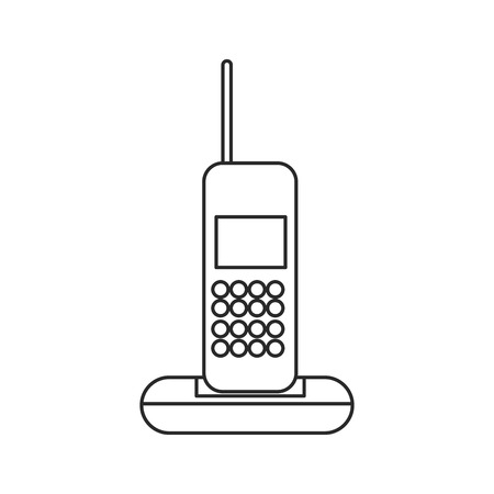 Cordless phone communication device outline vector illustrationのイラスト素材