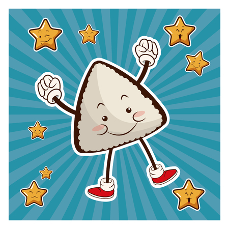 kawaii sushi japanese food funny character vector illustrationのイラスト素材