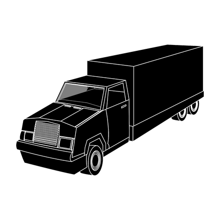 Big cargo truck icon image vector illustration design  inverted black and whiteのイラスト素材
