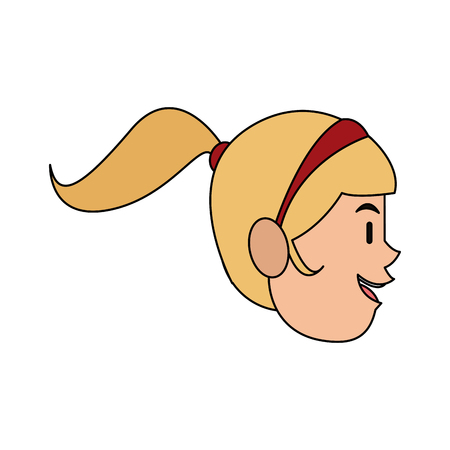 happy young blonde woman with flotating ponytail icon image vector illustration designのイラスト素材