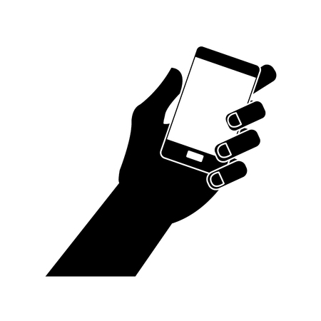 Hand holding phone icon image vector illustration designのイラスト素材