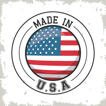 made in USA flag button design vector illustrationのイラスト素材