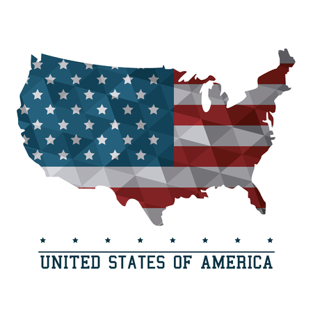 USA flag map United States of America country abstract vector illustrationのイラスト素材