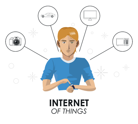 internet things man wearable technology smart system vector illustrationのイラスト素材