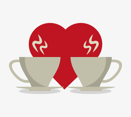 set love for coffee in crokery vector illustrationのイラスト素材