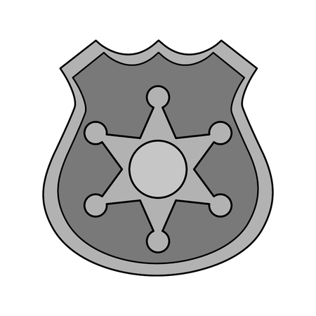 Gray color silhouette police badge with star inside vector illustrationのイラスト素材