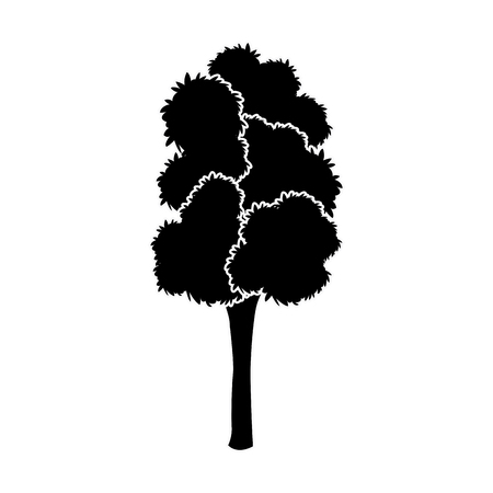 black tree silhouette leaf foliage natural image vector illustrationのイラスト素材