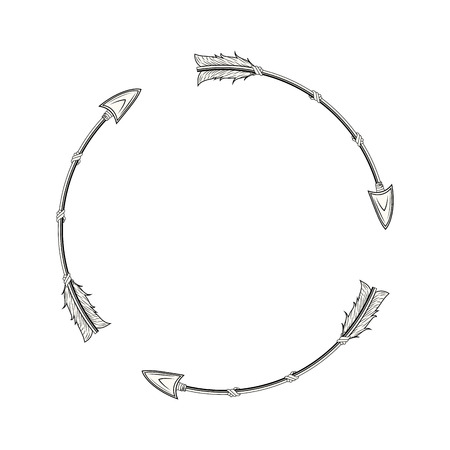free spirit arrow rustic tribal decoration round vector illustrationのイラスト素材