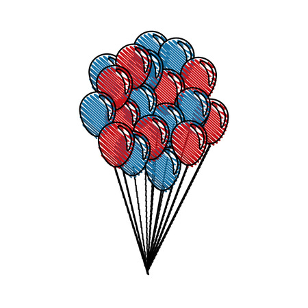 Drawing balloons flying decoration national party vector illustrationのイラスト素材