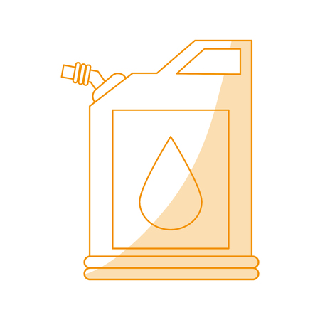 Orange silhouette shading fuel container with petroleum drop symbol vector illustration.のイラスト素材