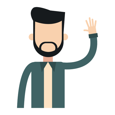character man male bearded with hand up vector illustrationのイラスト素材