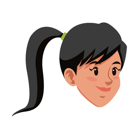 Head girl black hair character icon vector illustrationのイラスト素材