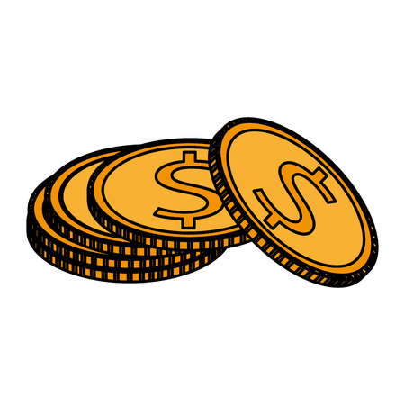 Colorful realistic image stack coins with dollar symbol vector illustrationのイラスト素材