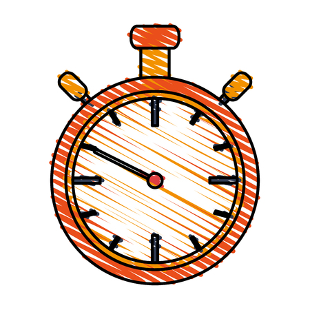 Color drawing pencil cartoon stopwatch graphic vector illustrationのイラスト素材