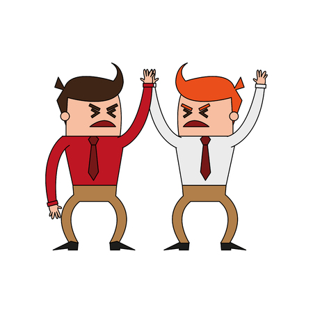 color image cartoon business men in discussion vector illustrationのイラスト素材