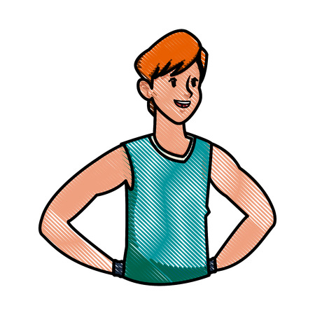 drawing sport man fitness active draw vector illustrationのイラスト素材