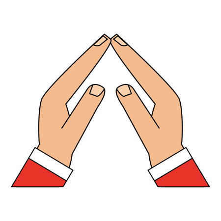 color image cartoon front view hands touching with sleeve executive vector illustrationのイラスト素材