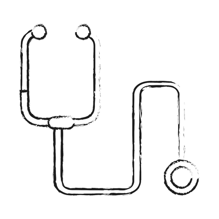 black blurred silhouette cartoon stethoscope medical with auriculars vector illustrationのイラスト素材