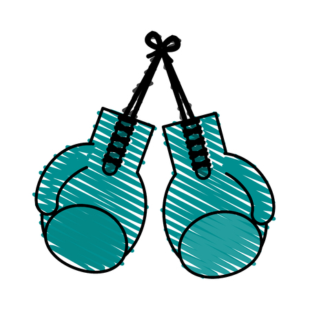 color crayon stripe image set boxing gloves sport element vector illustrationのイラスト素材