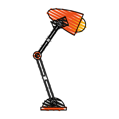 color crayon stripe image cartoon desk lamp with light bulb vector illustrationのイラスト素材
