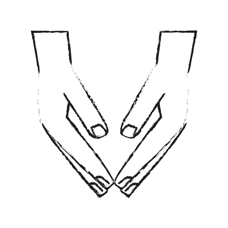 black blurred silhouette cartoon human hands down vector illustrationのイラスト素材