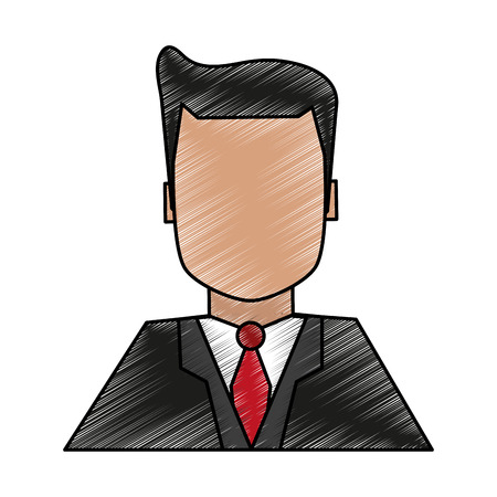 color pencil image half body faceless man with executive suit vector illustrationのイラスト素材