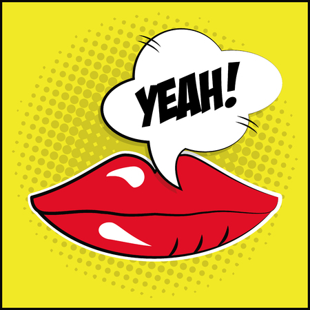 sexy female lips bubble speech pop art vector illustrationのイラスト素材