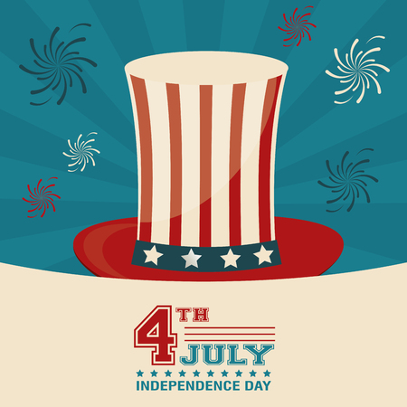 4th july independence day top hat decorative design vector illustrationのイラスト素材