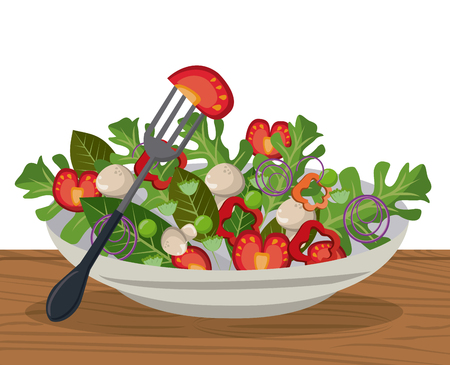 salad vegetables fresh diet lunch image vector illustrationのイラスト素材