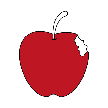 A sketch color silhouette bitten apple fruit vector illustrationのイラスト素材