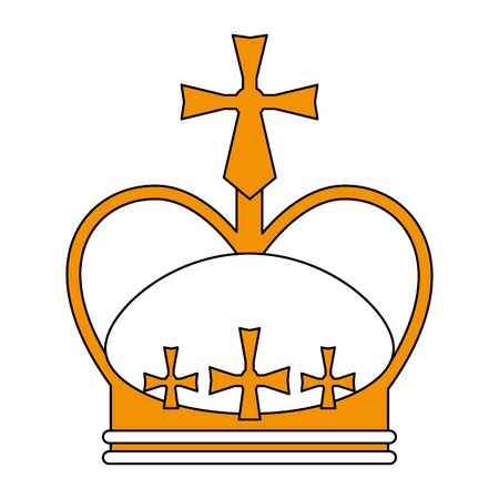 A sketch color silhouette crown with decorative cross vector illustrationのイラスト素材