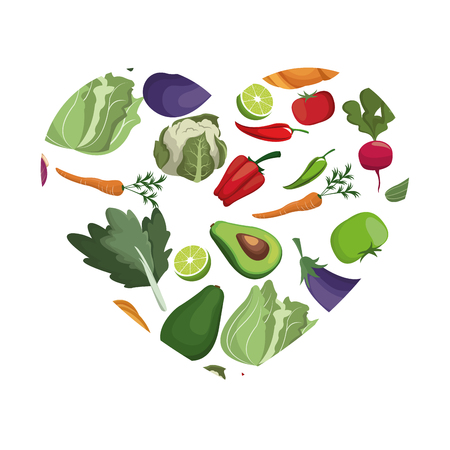 vegetables heart shape healthy symbol vector illustrationのイラスト素材