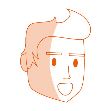 red silhouette shading image side face man with hairstyle vector illustrationのイラスト素材