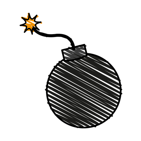 color crayon stripe cartoon boom ready to explode vector illustrationのイラスト素材