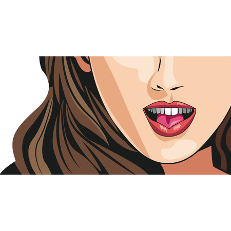cheerful young woman mouth lips makeup image vector illustrationのイラスト素材