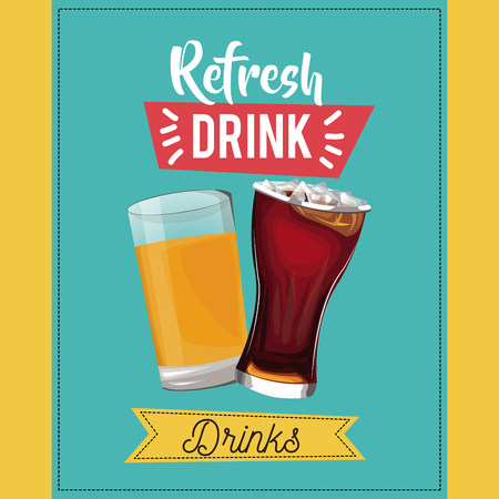 Refresh drinks beer glass soda cold vector illustrationのイラスト素材