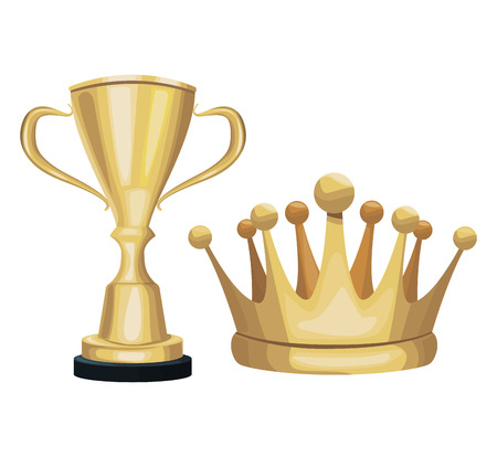 Golden trophy and crown decoration ornament celebration vector illustrationのイラスト素材