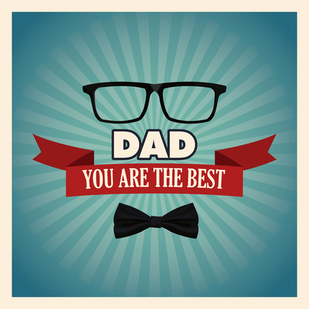 you are the best dad greeting card with bow tie and glasses decoration vector illustrationのイラスト素材
