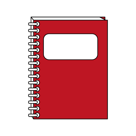 color contour cartoon red notebook spiral closed with label in cover vector illustrationのイラスト素材