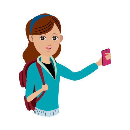 girl tourist travel vacation activity vector illustrationのイラスト素材
