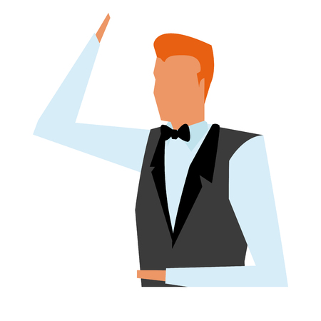 business man wearing vest tie clothes vector illustrationのイラスト素材
