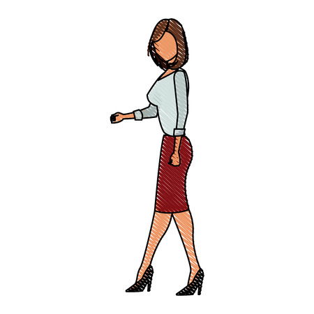 character woman business standing employee draw vector illustrationのイラスト素材
